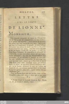 Lettre A Mr. Le Comte De Lionne.