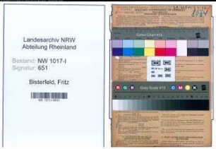 Entnazifizierung Fritz Bisterfeld , geb. 18.12.1897 (Kaufmaennischer Angestellter)