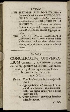 Index Conciliorum Universalium...