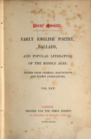Percy Society. 25. 1848