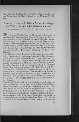 Laienvertretung im kirchlichen Aufbau Hamburgs im Mittelalter und in der Reformationszeit.