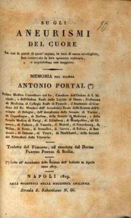 Sugli Aneurismi del Cuore Memoria