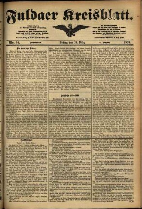 Ausgabe vom Freitag, den 19. März 1909.