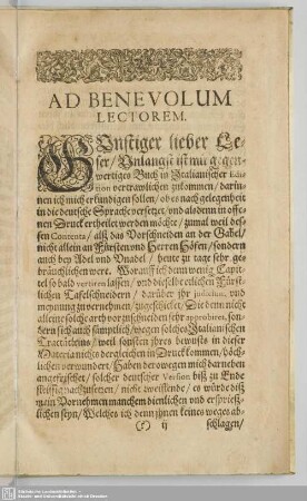 AD BENEVOLUM LECTOREM.