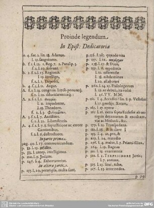 Proinde legendum. In Epist: Dedicatoria.