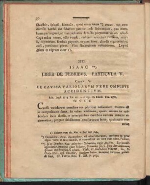 IIII. Isaac, Liber De Febribvs. Particvla V.