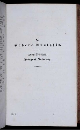 V. Höhere Analysis.