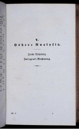 V. Höhere Analysis.