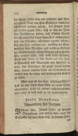 Fünfte Betrachtung. Anwendung des Vorigen.