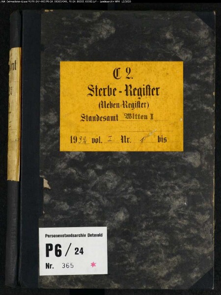 Sterberegister Standesamt Witten-Mitte