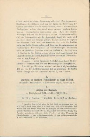 A. Einwirkung der salzsauren Formimidoester auf einige Aldehyde.