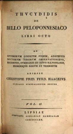 Thucydidis de bello Peloponnesiaco : libri octo, 2