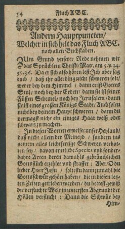 Andern Hauptpuncten/ Welcher in sich helt das Fluch ABC. nach allen Buchstaben.