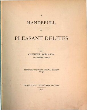 A handefull of pleasant delites