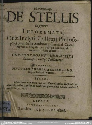 De stellis in genere theoremata