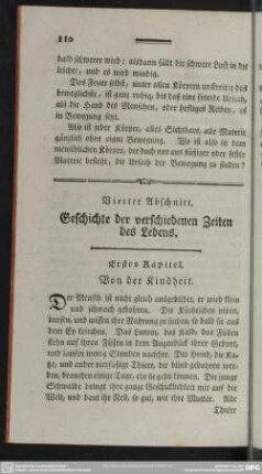 Vierter Abschnitt. Geschichte der verschiedenen Zeiten des Lebens