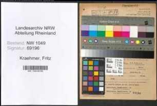 Entnazifizierung Fritz Kraehmer , geb. 21.06.1912 (Metzger)