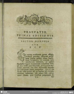 Praefatio Primae Editionis