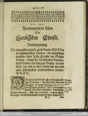 Syn Theō! Freudenreiches sehen Der Herzlichkeit Christi. Vorbereitung
