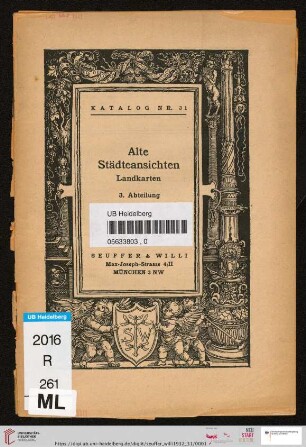 3. Abteilung: Alte Städteansichten, Landkarten, Flugblätter, Kostümbilder: (Katalog Nr. 31)