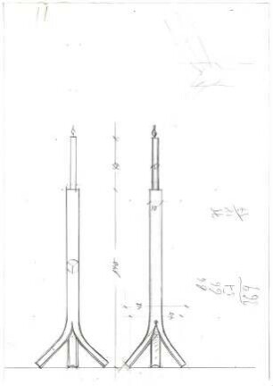 Schneider - Esleben, Paul; Hückelhoven - Baal (Kreis Heinsberg); Aussegnungshalle - Entwurf Kerzenständer (Ansicht)