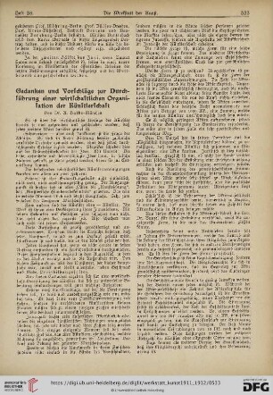 Gedanken und Vorschläge zur Durchführung einer wirtschaftlichen Organisation der Künstlerschaft