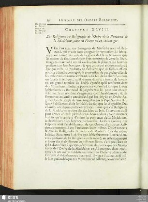 Chapitre XLVIII. De Religieux & Religieuses de l'Ordre de la Penitence de la Madelaine, tant en France qu'en Allemagne