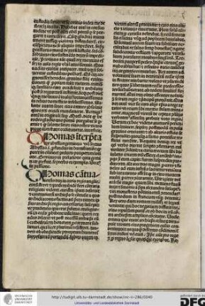 Thomas interpretatur abyssus geminus vel sectus; abyssus id est profundus in humiliatione...