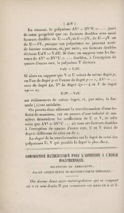 Composition mathématique l'admission a l'École Polytechnique.