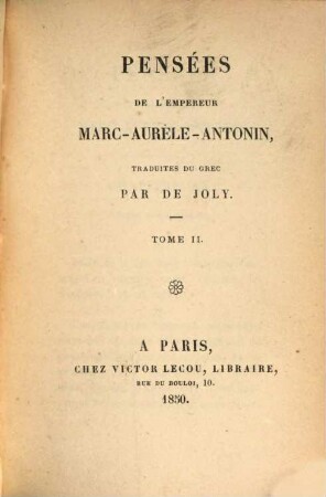 Pensées de l'empereur Marc-Aurèle-Antonin, 2