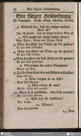 Eine kürzere Heilsordnung für diejenigen, welche wenig behalten können