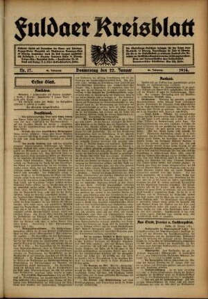 Ausgabe vom Donnerstag, den 22. Januar 1914.