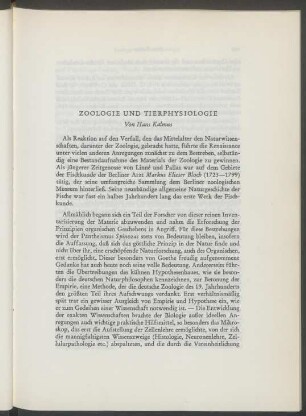 Zoologie und Tierphysiologie
