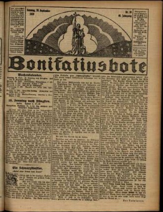 Erste Ausgabe vom Sonntag, den 29. September 1929.