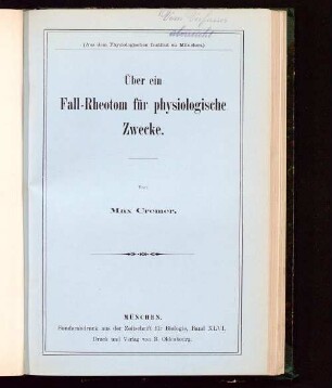 Über ein Fall-Rheotom für physiologische Zwecke