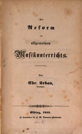 Zur Reform des allgemeinen Musikunterrichts