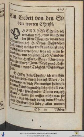 Gebetter von den Siben worten Christi