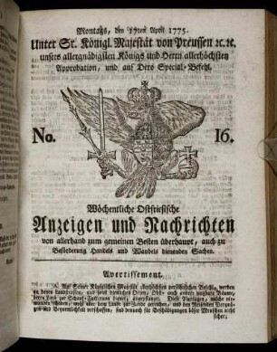No. 16. Montags, den 17ten April 1775