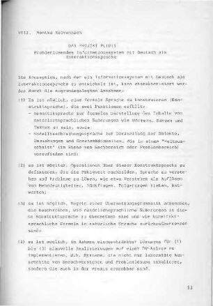 Das Projekt PLIDIS : Problemlösendes Informationssystem mit Deutsch als Interaktionssprache