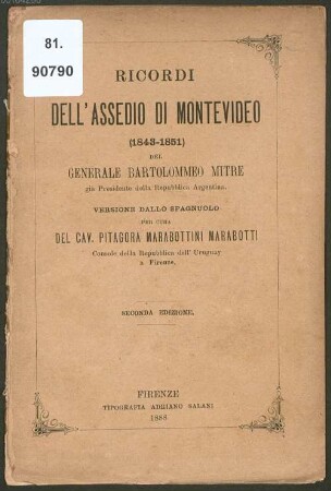 Ricordi dell'assedio di Montevideo : (1843 - 1851)