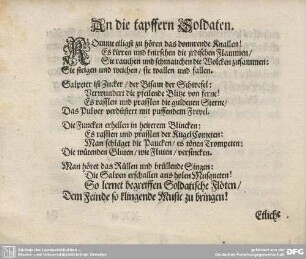 An die tapffern Soldaten.