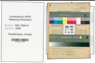 Entnazifizierung Arnold Ruettermann , geb. 29.10.1909 (Schuhmacher)