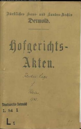Lage, Flecken gegen Töns Kleine vulgo Großen-Bröffel in Lage - Rückständige Kontribution usw.