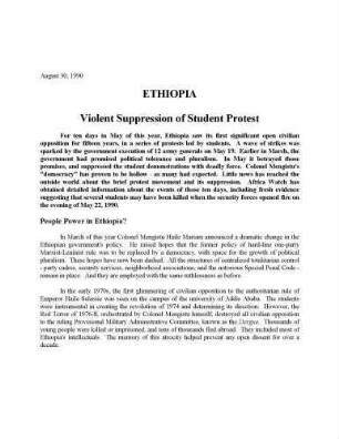 Ethiopia : violent suppression of student protest