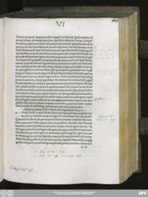 Tertia r[ati]o. Neq[ue] crassu[m] corpus est: neq[ue] subtile. Cap.vi.