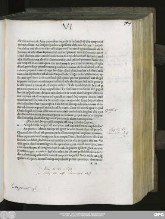 Tertia r[ati]o. Neq[ue] crassu[m] corpus est: neq[ue] subtile. Cap.vi.