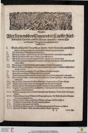 Register Aller fürnembsten Puncten der Kupfferstück [...]