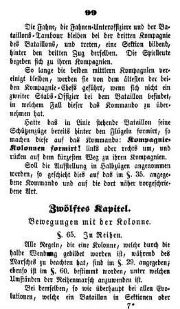 Zw??lftes Kapitel. Bewegungen mit der Kolonne.