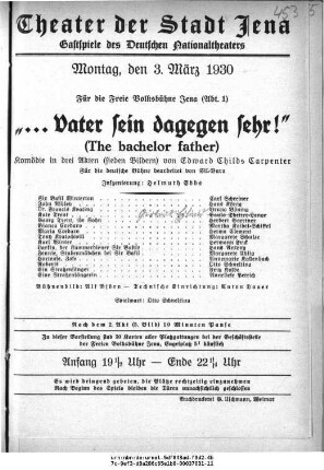 "... Vater sein dagegen sehr!" (The bachelor father)