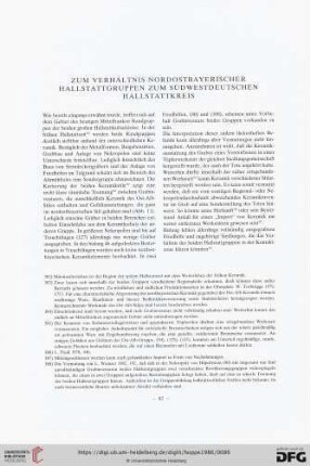 Zum Verhältnis nordostbayerischer Hallstattgruppen zum südwestdeutschen Hallstattkreis
